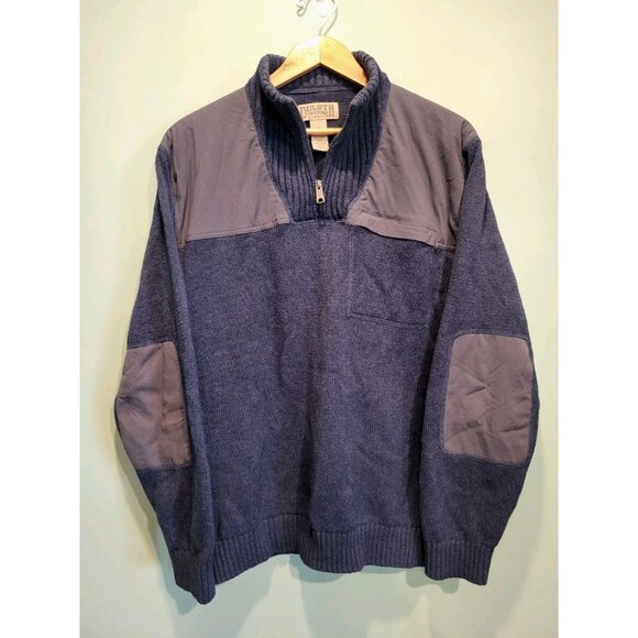 Duluth Other - Mens Duluth Blue Wool Blend 1/4 Zip Sweater Pocket Elbow Patch Sz XL